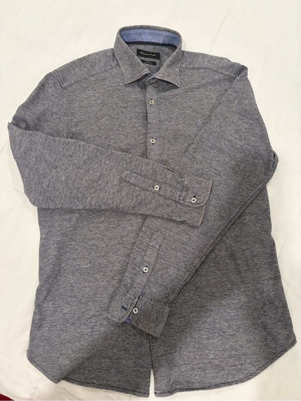 Massimo Dutti Men's Heather Gray Long-Sleeve Button-Down Shirt USED